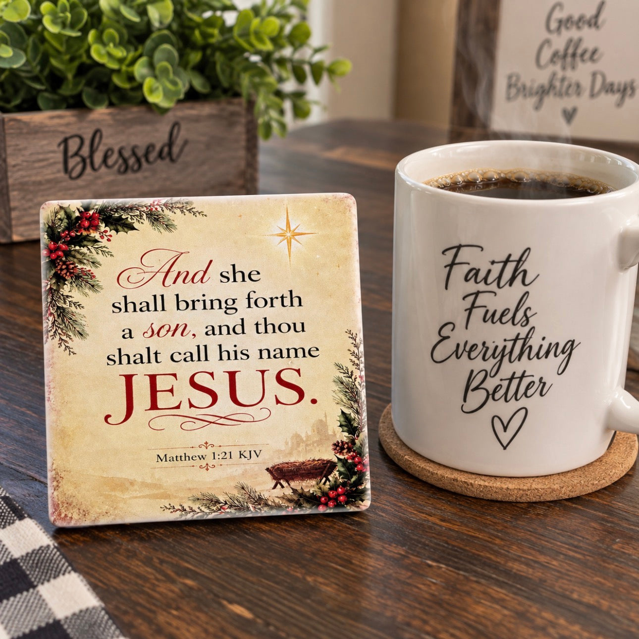 Christmas Bible Verse Coaster – Matthew 1:21