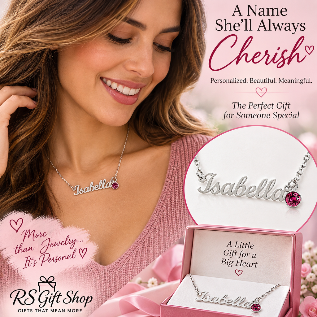 Custom Name Necklace with Birthstone