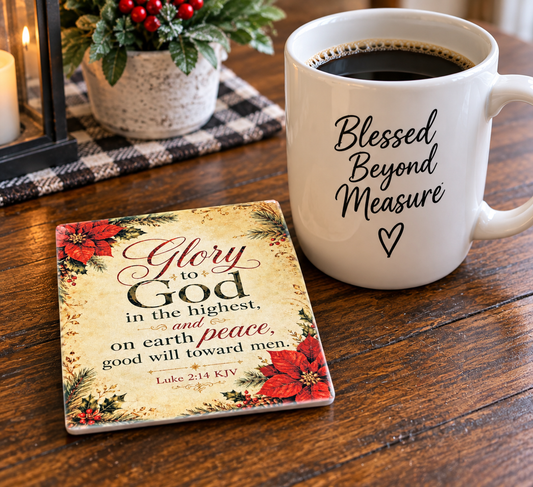 Glory to God – Christian Christmas Scripture Coaster