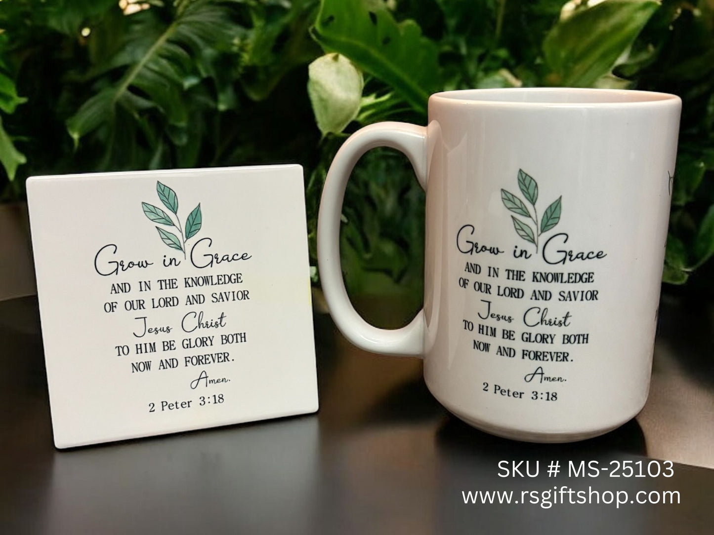 Grow in Grace 15oz Coffee Mug &amp; Coaster Set