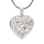 Engraved Map Heart Necklace